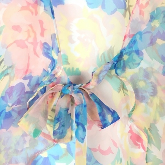 VICTORIAS SECRET Vintage Gold Label Sheer Cover Up Kimono Pastel 90s Size Medium - Picture 4 of 7